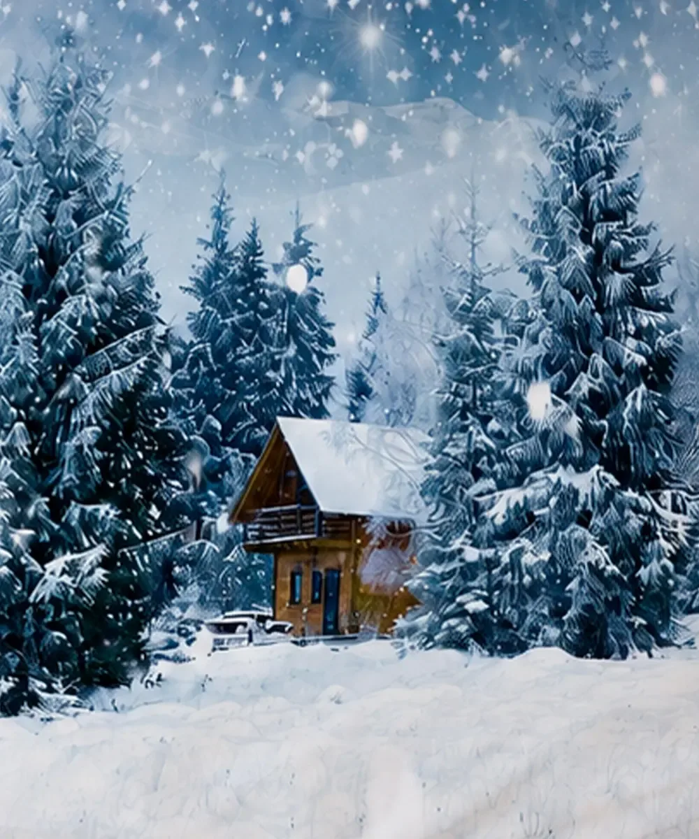 Parure Copripiumino Digitale Chalet con chalet di montagna tra abeti innevati - foto 2