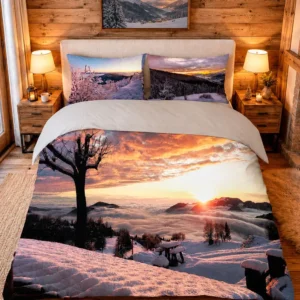 Parure Copripiumino Digitale Farno con tramonto su montagne innevate - foto 1