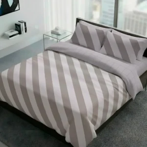 Parure Copripiumino Elite Beige con larghe righe diagonali beige - foto 1