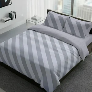Parure Copripiumino Elite Grigio con larghe righe diagonali grigie - foto 1