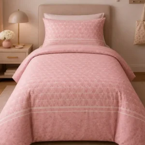 Parure Copripiumino Geo 3 Rosa con un decoro geometrico rosa con fascia finale - foto 1