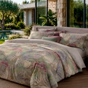 Parure Copripiumino Habito Elio Multicolore con motivo botanico salvia e rosa - foto 1