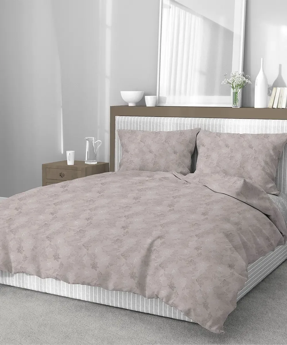Parure Copripiumino Lilly Beige con un delicato motivo tono su tono beige - foto 1