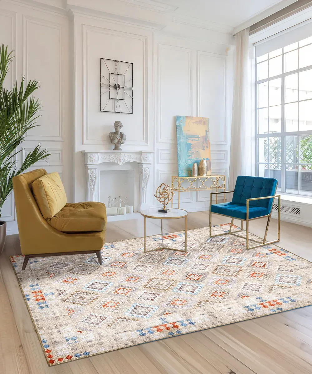 Tappeto kilim Anatolia 01 in un soggiorno luminoso