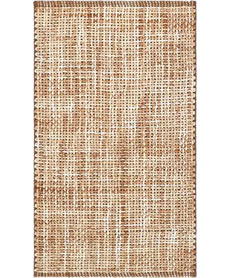 Tappeto bagno Crazy Beige in microfibra assorbente effetto tessuto beige e miele, antiscivolo e lavabile