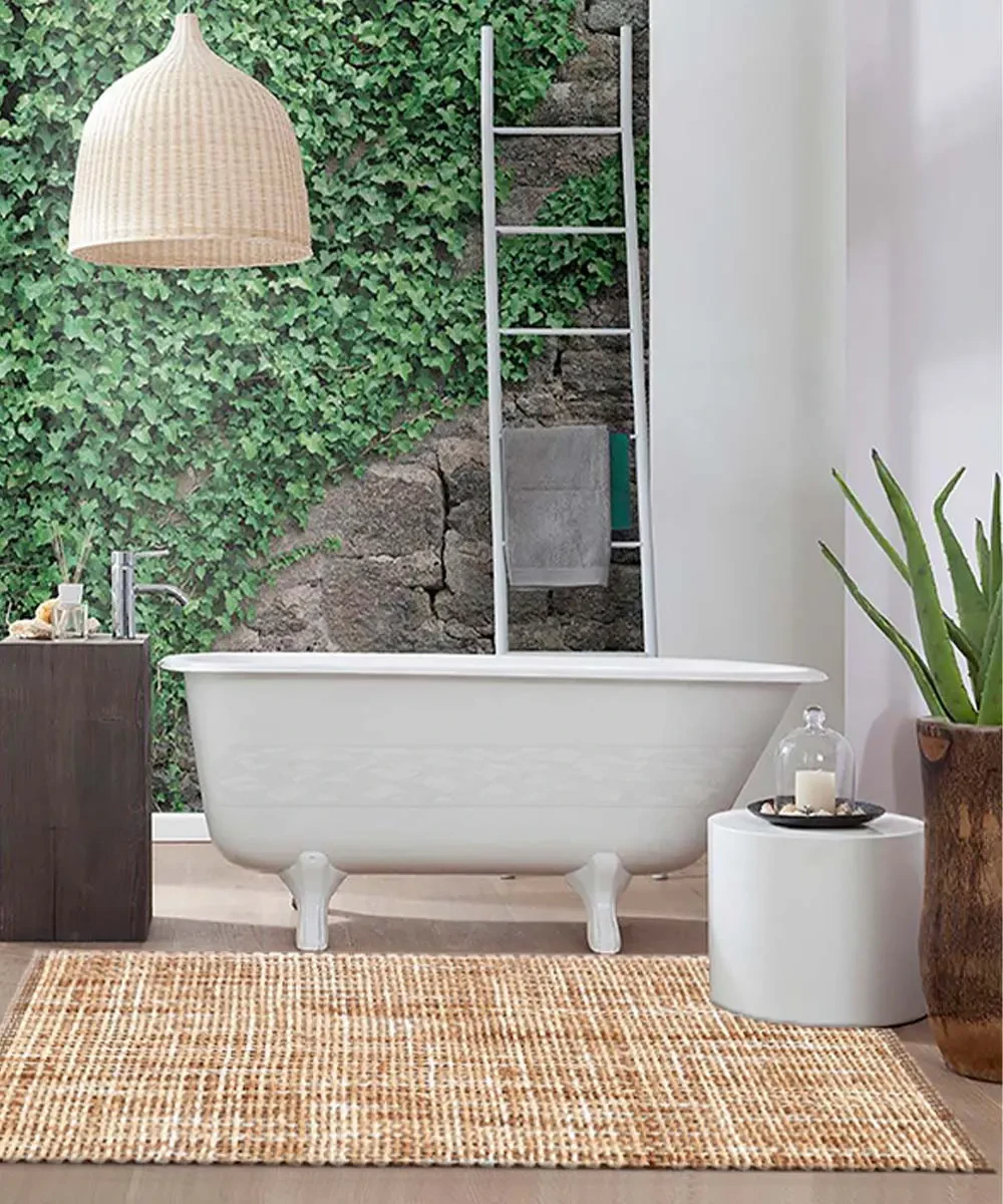 Tappeto bagno Crazy Beige antiscivolo ambientato in un bagno moderno