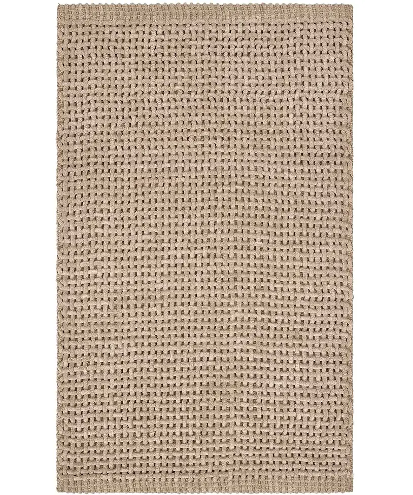 Tappeto bagno Crazy Corda in microfibra assorbente effetto tessuto corda e sabbia, antiscivolo e lavabile