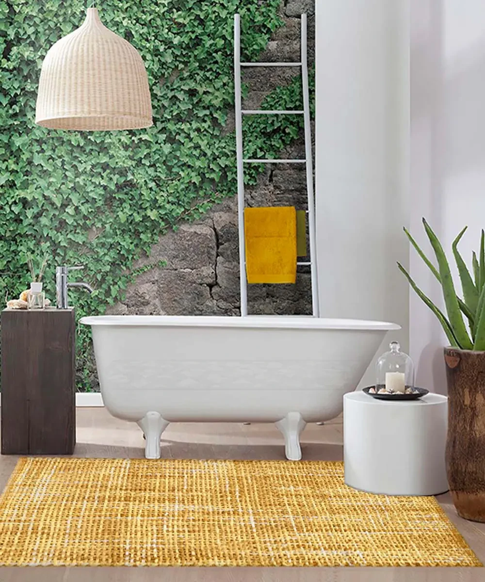 Tappeto bagno Crazy Oro antiscivolo ambientato in un bagno moderno