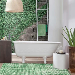 Tappeto bagno Crazy Verde antiscivolo ambientato in un bagno moderno