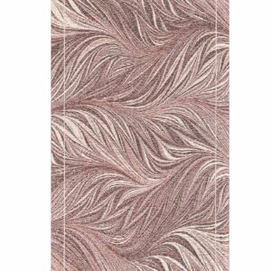 Tappeto moderno Dallas Rosa con disegno a foglie stilizzate in chenille jacquard rosa antico, antiscivolo e lavabile