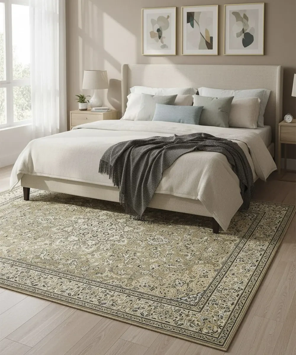 Tappeto Diamond 551 Grigio Salvia – in camera da letto