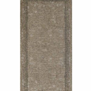 Tappeto moderno Dublino Fango con bordo tono su tono in chenille jacquard fango, antiscivolo e lavabile