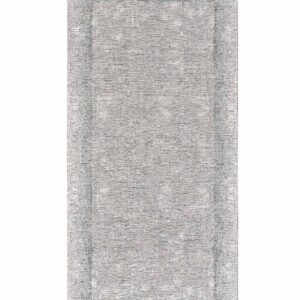 Tappeto moderno Dublino Grigio con bordo tono su tono in chenille jacquard grigio, antiscivolo e lavabile
