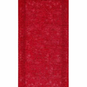 Tappeto moderno Dublino Rosso con bordo tono su tono in chenille jacquard rosso, antiscivolo e lavabile
