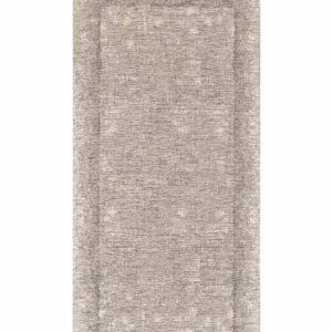 Tappeto moderno Dublino Tortora con bordo tono su tono in chenille jacquard tortora, antiscivolo e lavabile