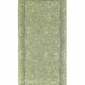 Tappeto moderno Dublino Verde con bordo tono su tono in chenille jacquard verde, antiscivolo e lavabile