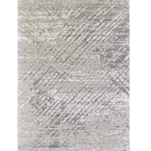 Tappeto moderno astratto Essenza Sabbia in chenille jacquard sabbia e grigio perla, antiscivolo e lavabile