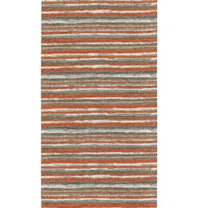 Passatoia a righe Laos Arancione in chenille jacquard arancione, antiscivolo e lavabile