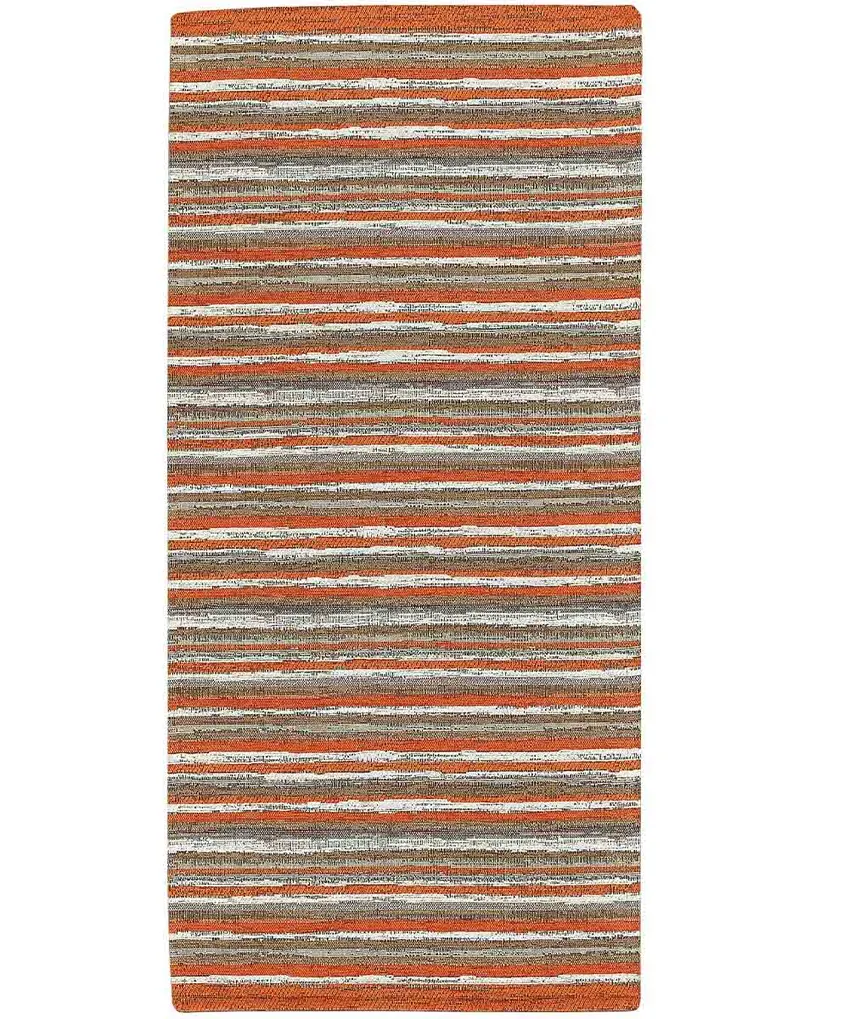 Passatoia a righe Laos Arancione in chenille jacquard arancione, antiscivolo e lavabile