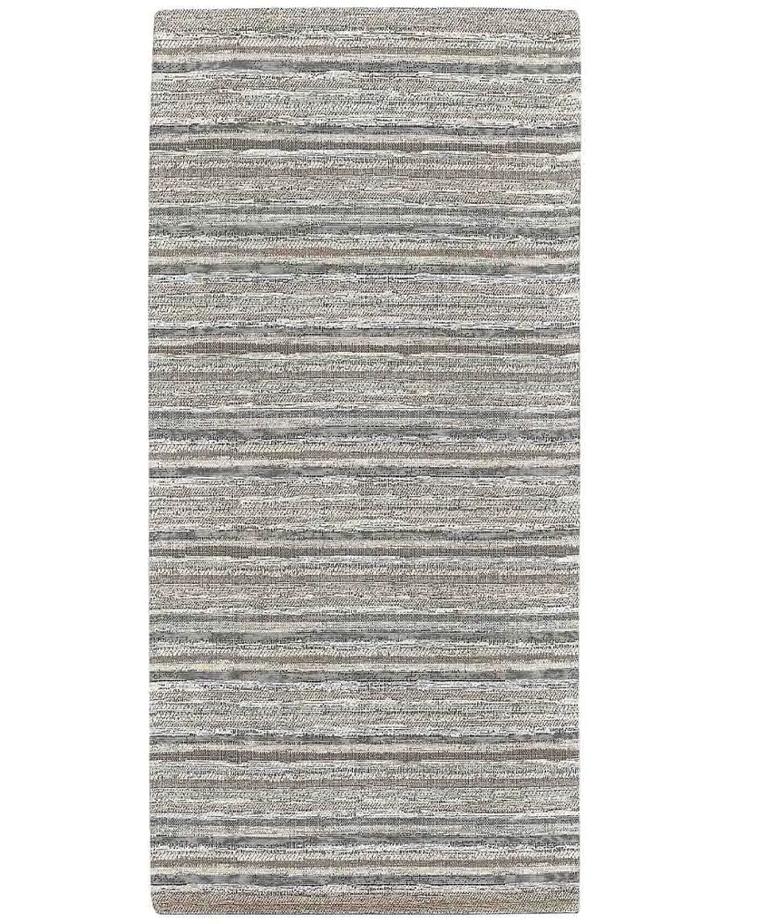 Passatoia a righe Laos Tortora in chenille jacquard tortora e grigio, antiscivolo e lavabile