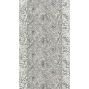 Passatoia Malesia Sabbia con motivo di felci tropicali in chenille jacquard, antiscivolo e lavabile