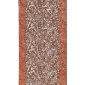 Passatoia Malesia Terracotta con motivo di felci tropicali in chenille jacquard, antiscivolo e lavabile