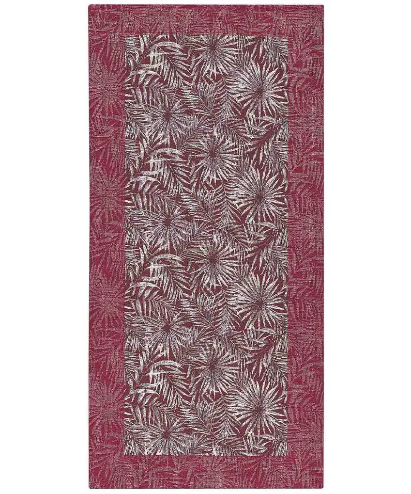 Passatoia Malesia Viola con motivo di felci tropicali in chenille jacquard, antiscivolo e lavabile