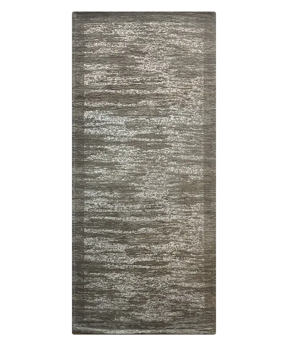 Tappeto New York Fango tinta unita effetto melange con bordo, antiscivolo e lavabile