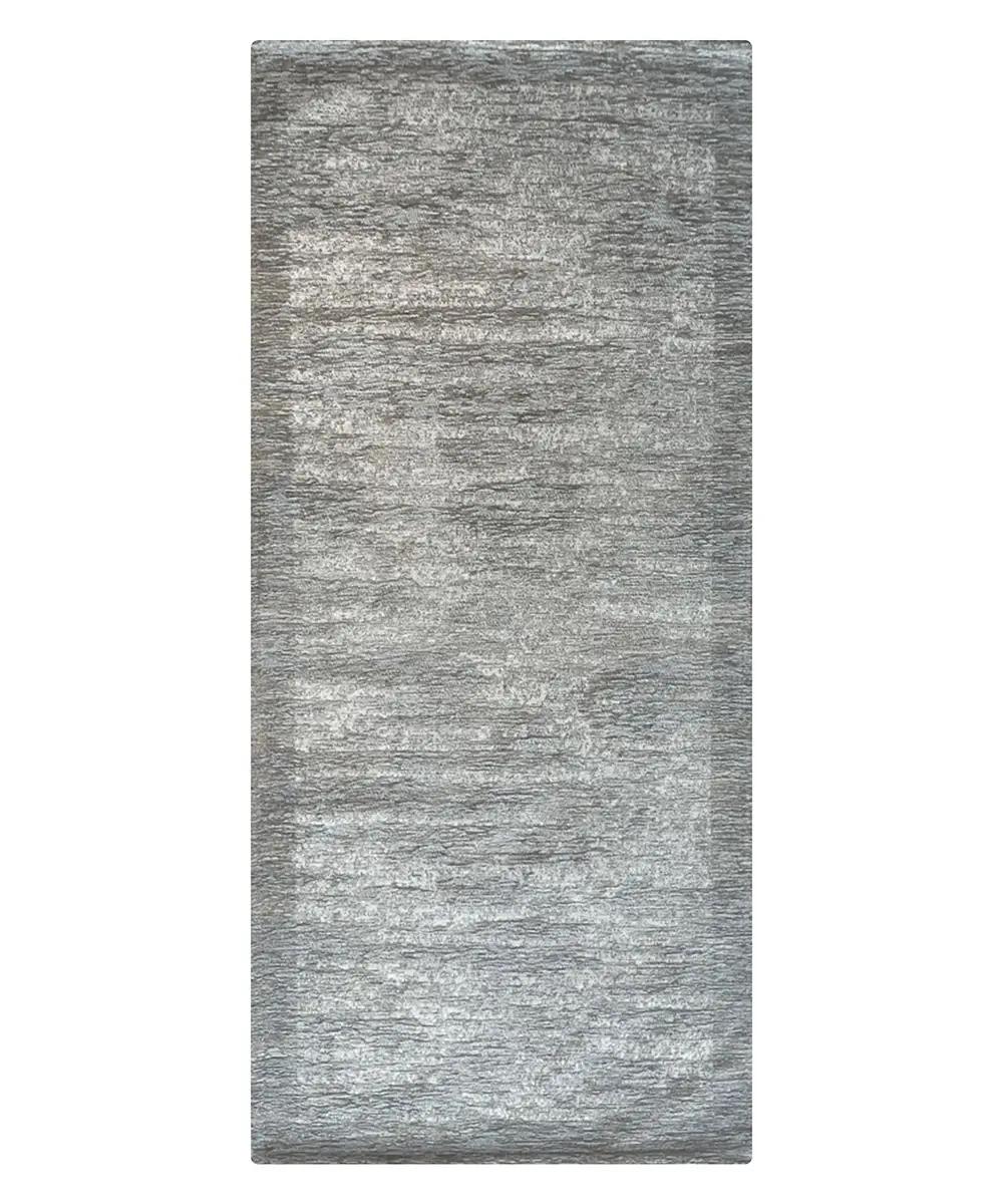 Tappeto New York Grigio tinta unita effetto melange con bordo, antiscivolo e lavabile