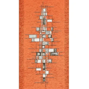 Passatoia Pixel Arancio con disegno geometrico astratto in chenille jacquard, antiscivolo e lavabile