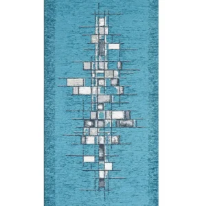 Passatoia Pixel Jeans con disegno geometrico astratto in chenille jacquard, antiscivolo e lavabile
