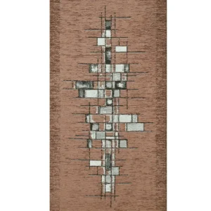 Passatoia Pixel Marrone con disegno geometrico astratto in chenille jacquard, antiscivolo e lavabile