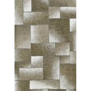 Tappeto Tetrix Fango moderno geometrico a rettangoli sfumati in chenille jacquard, antiscivolo e lavabile