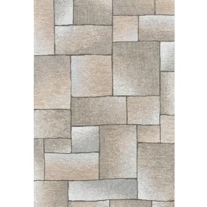 Tappeto Tetrix Tortora moderno geometrico a rettangoli sfumati in chenille jacquard, antiscivolo e lavabile