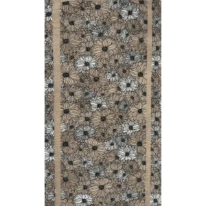 Passatoia Zefiro Cipria a fiori effetto melange con cornice, antiscivolo e lavabile