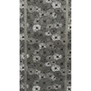 Passatoia Zefiro Grigio a fiori effetto melange con cornice, antiscivolo e lavabile