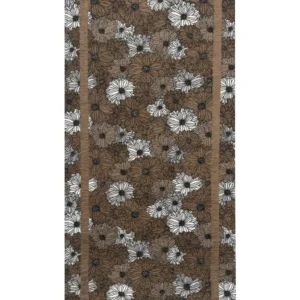 Passatoia Zefiro Marrone a fiori effetto melange con cornice, antiscivolo e lavabile