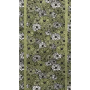 Passatoia Zefiro Verde a fiori effetto melange con cornice, antiscivolo e lavabile
