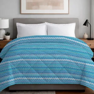 Trapunta Baia Azzurro 300 g invernale con un motivo a zig-zag nei toni dell'azzurro - foto 1
