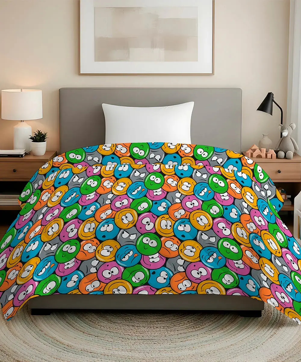 Trapunta Emoji 300 g invernale con simpatiche emoji colorate - foto 1