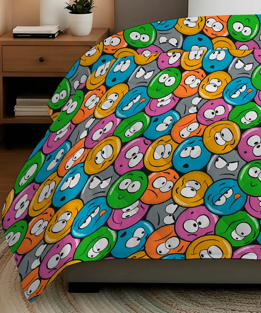 Trapunta Emoji 300 g invernale con simpatiche emoji colorate - foto 2